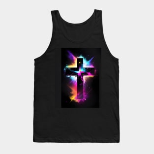 Cross in Neon Nebula Tank Top